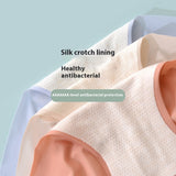 Ice Silk Underwear Women's Traceless Mid Waist Silk Antibacterial Girl Student Pure Cotton