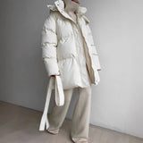 Casual Waist Tight Skinny Slimming Hooded Mid-length Bread Cotton-padded Jacket