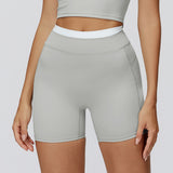 Thread High Waist Tight Nude Feel Contrast Color Yoga Shorts