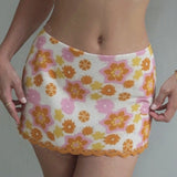 Small Floral High Waist Sheath Skirt Pure Sweet Girl Short Slim Fit