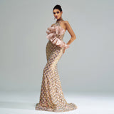Halter Sequined Mermaid Evening Dress