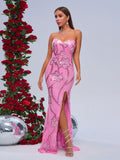 Wrapped Chest Off-neck Sheath Sequined Banquet Fishtail Evening Dress
