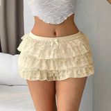European And American Sexy Fashion Comfortable New Nine-layer Lace Bow Shorts