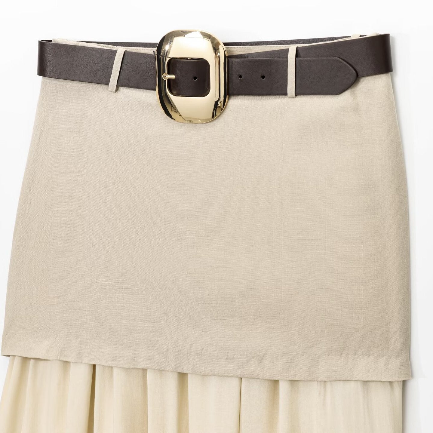 Versatile Patchwork Design Belt-decorated Skirt