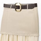 Versatile Patchwork Design Belt-decorated Skirt