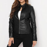 Fashionable Slim-fit Short Women's Leather Jacket