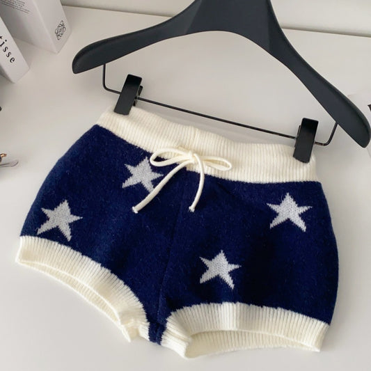 American Pure Hot Girl Slim-fitting Cool Casual Knitted Shorts For Women