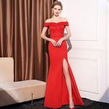 Women's Off-shoulder Slim-fit Elegant Ladies Banquet Dinner Long Fish Tail Skirt