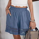 Women's Pure Color All-matching Casual Lace Shorts