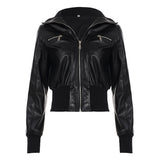 Retro Workwear Zipper Leather Jacket Coat