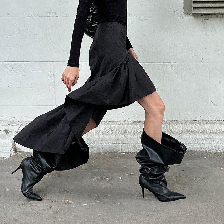 Women's Irregular High Waist Flounced Cotton Skirt