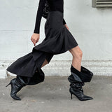 Women's Irregular High Waist Flounced Cotton Skirt