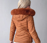 Cinched Hoodie With Fur Collar Short Jacket