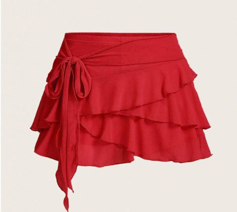 Women's Layered Ruffled Low Waist Skirt
