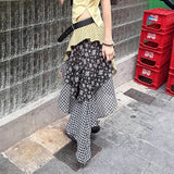 Niche Waste Soil Wind Street Irregular Plaid Floral Slimming Skirt
