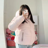 Detachable Hat Short Loose Cotton Coat Women