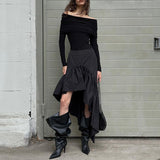 Women's Irregular High Waist Flounced Cotton Skirt