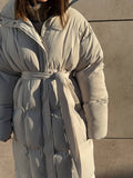 Casual Waist Tight Slimming Long Bread Cotton-padded Jacket For Women