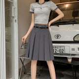Large Size Gray Skirt Women's High Waist Slimming Line Skirt