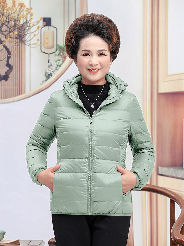 Light White Duck Down Mother Down Jacket Women's Short Chic Coat