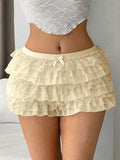 European And American Sexy Fashion Comfortable New Nine-layer Lace Bow Shorts