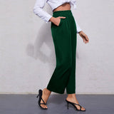 Women's Slim Waist Straight Leg Cropped Casual Pants