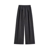 Loose And Versatile Fleece Plaid Wide-leg Pants For Women