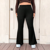 Simple Commuter Style Slim Fit Wide-leg Pants