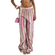 Women's Fashion Elastic Waist Striped Casual Pants