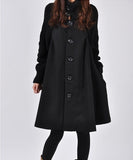 Women's Long-length Loose Woolen Coat, Cloak-style Tweed Overcoat