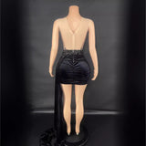 Summer Luxury Evening Dress Female Singer Stage Costume Senior Dress Side Trailing Skirt