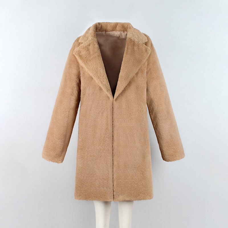 women faux fur coat streetwear