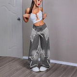 Retro Star Patchwork Heavy Wash Women's Jeans