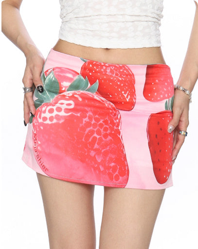 Vacation-style Strawberry Beach Dress, Short Skirt, Hot Summer Style For Women.