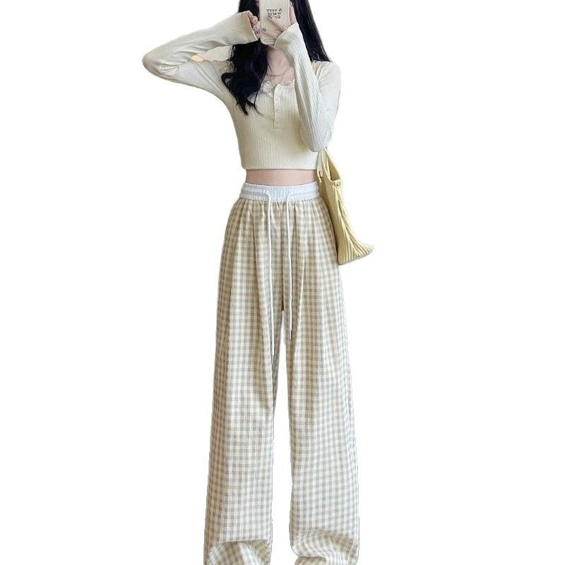 Women's Thin High-Waist Drape Straight Versatile Casual Pants