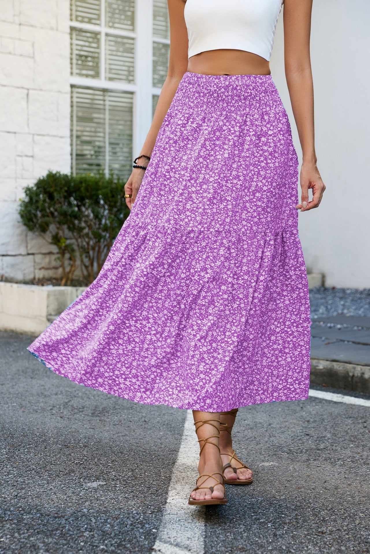 Floral Slim-fitting High Waist Skirt For Women