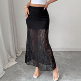 New Lace High Waist Flattering Sheath Slimming Dress Fall Winter Skirt