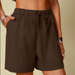 Women's Cotton Linen Pure Color Comfort Wide Leg Shorts