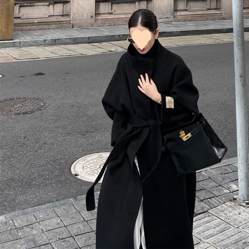 Women's Loose Solid Color Korean Double-sided Woolen Coat