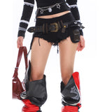 Women's Washed Denim Shorts In Military Green With A Stylish Belt