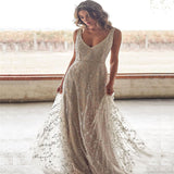 New Dress Bronzing V-neck Long