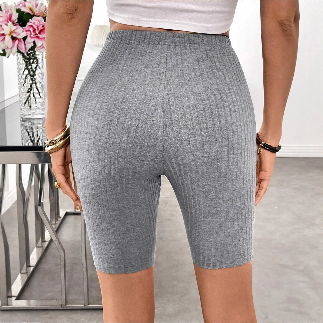 Casual Solid Color Sexy Tight Sports Knitted Cycling Pants