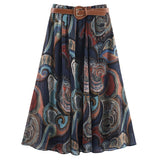 Women's Belt With Metallic Thread Print Skirt