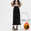 Black Plus Velvet Half-length High-waisted Skirt Women