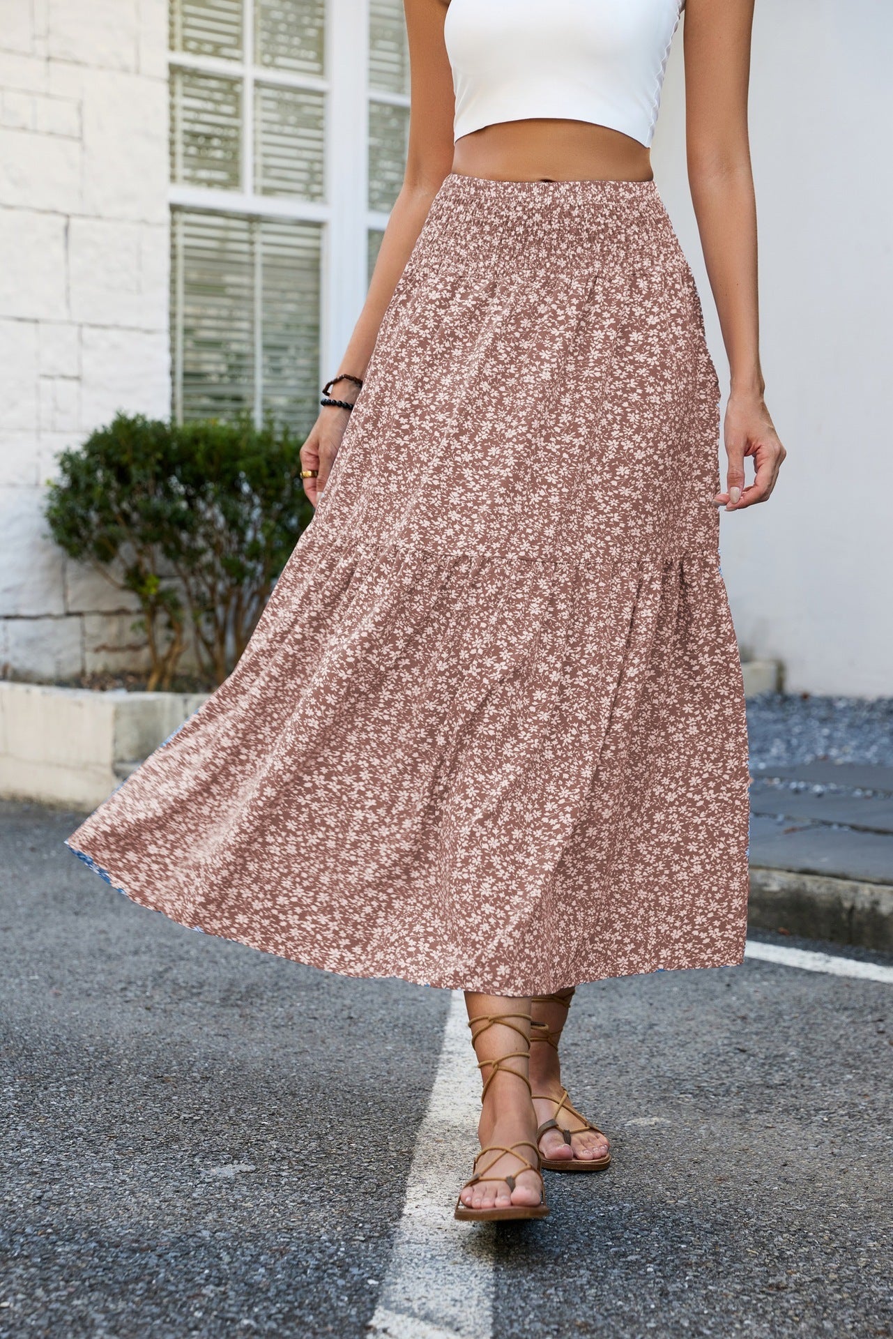 Floral Slim-fitting High Waist Skirt For Women