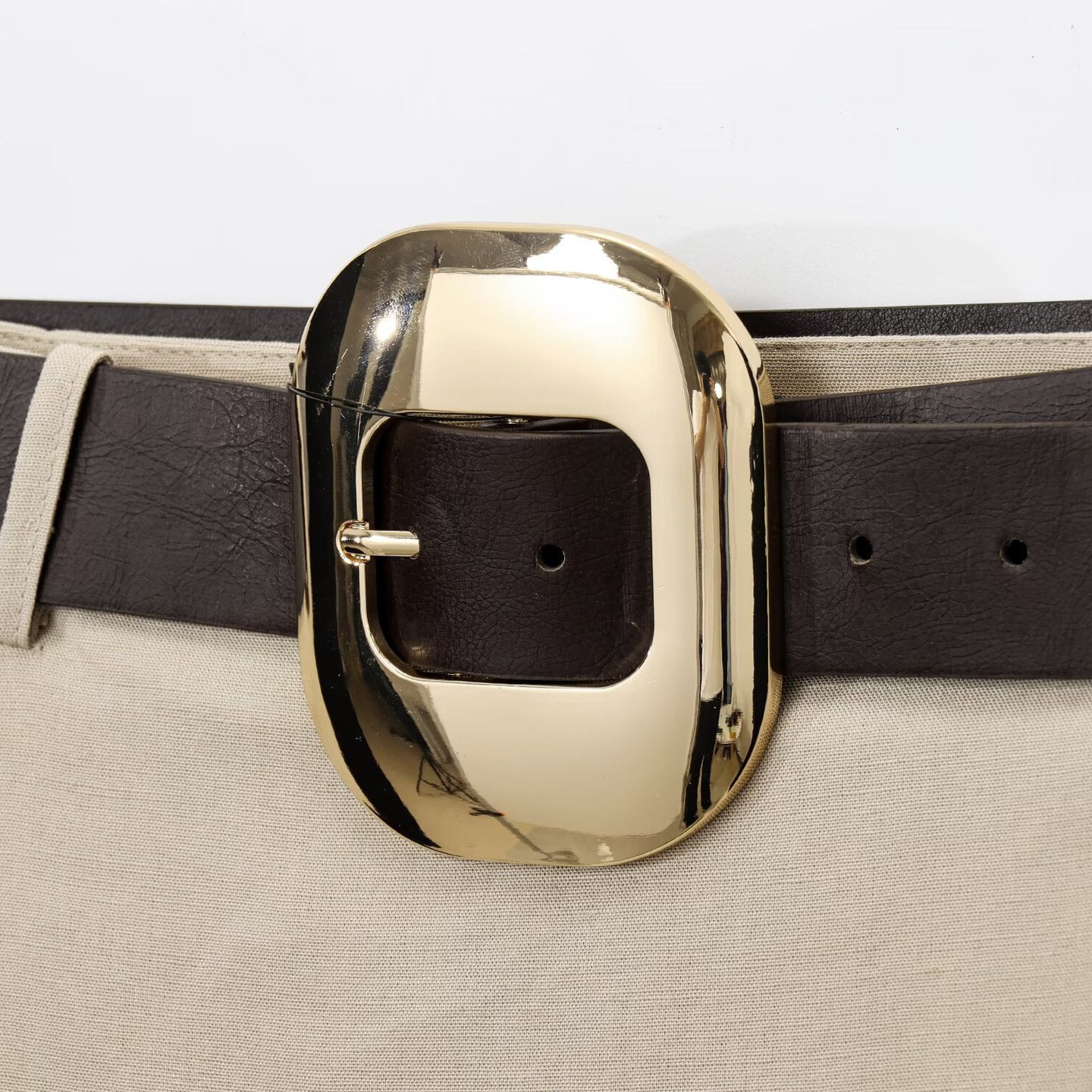 Versatile Patchwork Design Belt-decorated Skirt