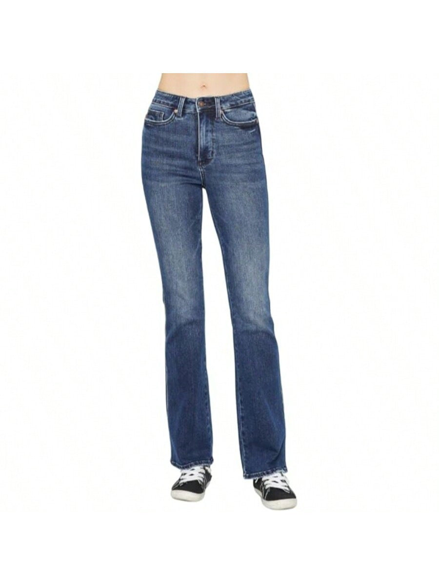 Mid-rise Flared Jeans For Women, Vintage Style, High Elasticity And Comfort