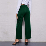 Women's Slim Waist Straight Leg Cropped Casual Pants
