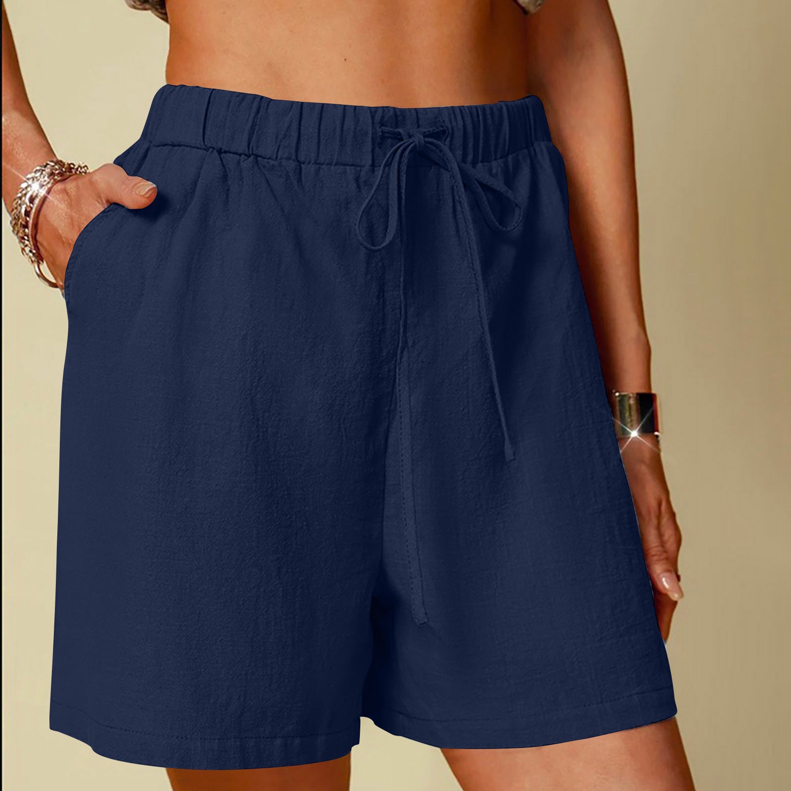 Women's Cotton Linen Pure Color Comfort Wide Leg Shorts