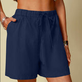 Women's Cotton Linen Pure Color Comfort Wide Leg Shorts